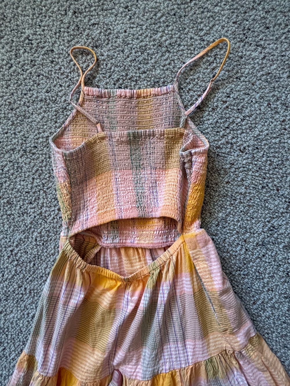 Universal Thread Pink & Mustard Smocked Tiered Maxi Dress- size XS - Picture 6 of 7